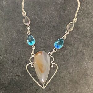 Sparkling Picture Agate Necklace 925 Sterling